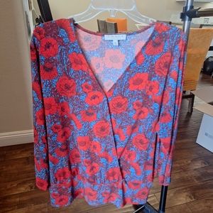 Womens XL Chaus NY Floral Wrap Blouse